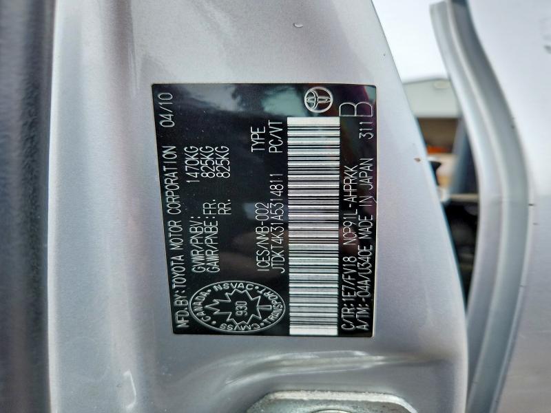 Aukcja sprzedaży 2010 Toyota Yaris, vin: JTDKT4K31A5314811, numer aukcji: 47609086