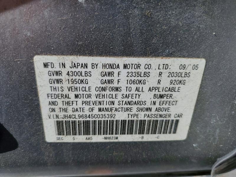 Aukcja sprzedaży 2005 Acura Tsx, vin: JH4CL96845C035392, numer aukcji: 50306716