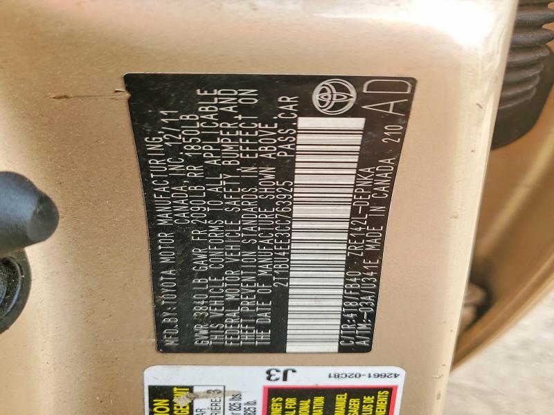 48694866 :رقم المزاد ، 2T1BU4EE3CC763925 vin ، 2012 Toyota Corolla مزاد بيع