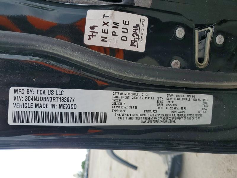 2024 Jeep Compass მანქანა იყიდება აუქციონზე, vin: 3C4NJDBN3RT133077, აუქციონის ნომერი: 52151346