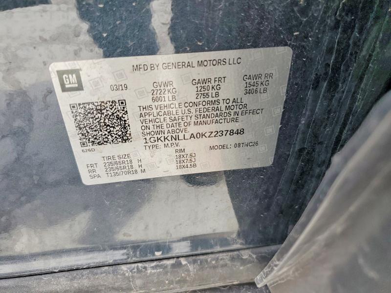Продаж на аукціоні авто 2019 Gmc Acadia, vin: 1GKKNLLA0KZ237848, номер лоту: 49596256