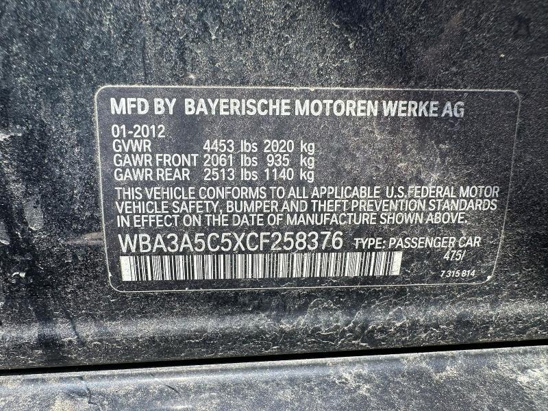 Продажа на аукционе авто 2012 Bmw 328, vin: WBA3A5C5XCF258376, номер лота: 52240796
