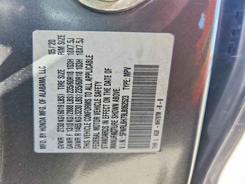 51131466 :رقم المزاد ، 5FNRL6H79LB062523 vin ، 2020 Honda Odyssey مزاد بيع