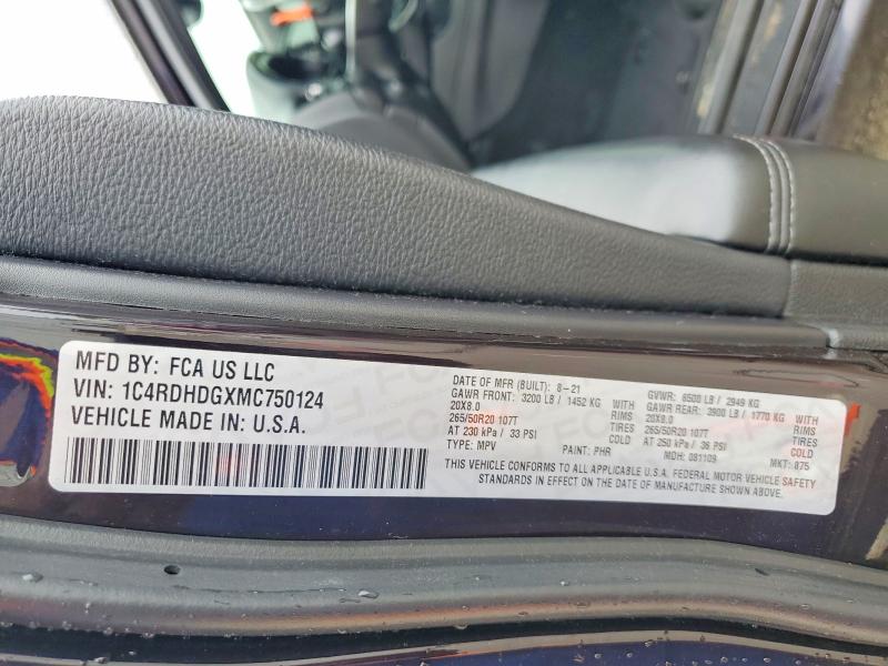 Продажа на аукционе авто 2021 Dodge Durango, vin: 1C4RDHDGXMC750124, номер лота: 48750426