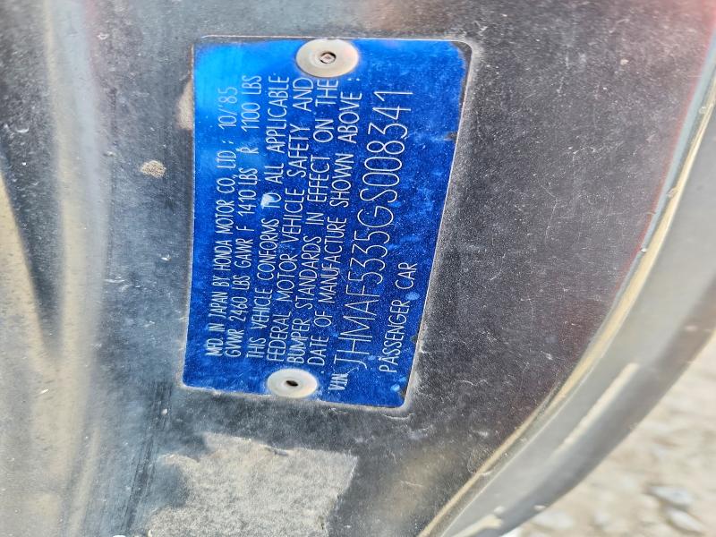 49051236 :رقم المزاد ، JHMAF5335GS008341 vin ، 1986 Honda Civic Crx مزاد بيع