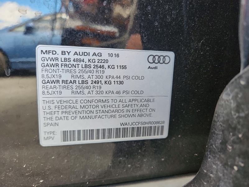 Aukcja sprzedaży 2017 Audi Q3, vin: WA1JCCFS0HR008638, numer aukcji: 49781766