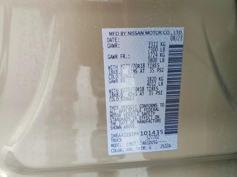 Продажа на аукционе авто 2024 Nissan Titan, vin: 1N6AA1ED1RN101435, номер лота: 47177336