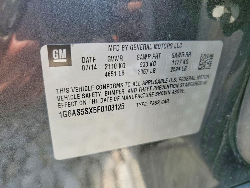 Продажа на аукционе авто 2015 Cadillac Cts, vin: 1G6AS5SX5F0103125, номер лота: 51337196
