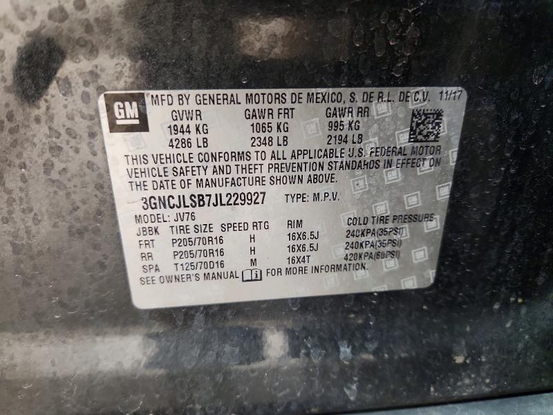 Aukcja sprzedaży 2018 Chevrolet Trax, vin: 3GNCJLSB7JL229927, numer aukcji: 48638566