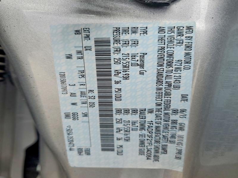 2015 Ford Focus მანქანა იყიდება აუქციონზე, vin: 1FADP3F21FL343064, აუქციონის ნომერი: 51545496