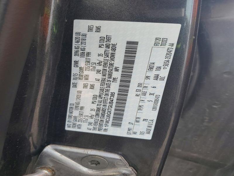 2016 Ford Escape მანქანა იყიდება აუქციონზე, vin: 1FMCU0GX7GUB47385, აუქციონის ნომერი: 49402496