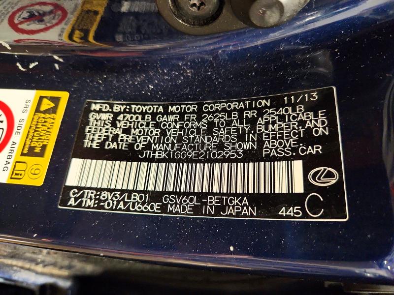 49720656 :رقم المزاد ، JTHBK1GG9E2102953 vin ، 2014 Lexus Es مزاد بيع