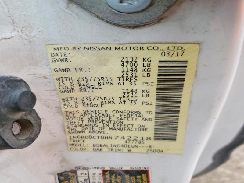 51995736 :رقم المزاد ، 1N6BD0CT0HN742218 vin ، 2017 Nissan Frontier مزاد بيع