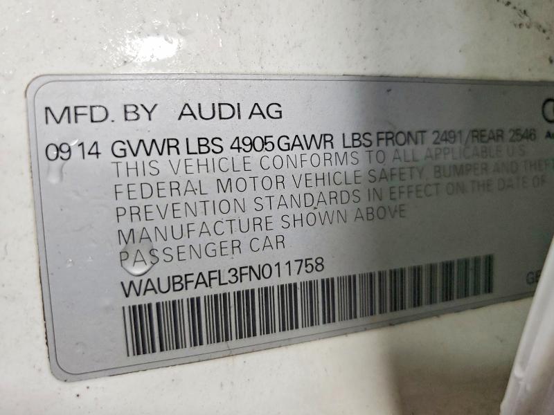Продаж на аукціоні авто 2015 Audi A4, vin: WAUBFAFL3FN011758, номер лоту: 49635156