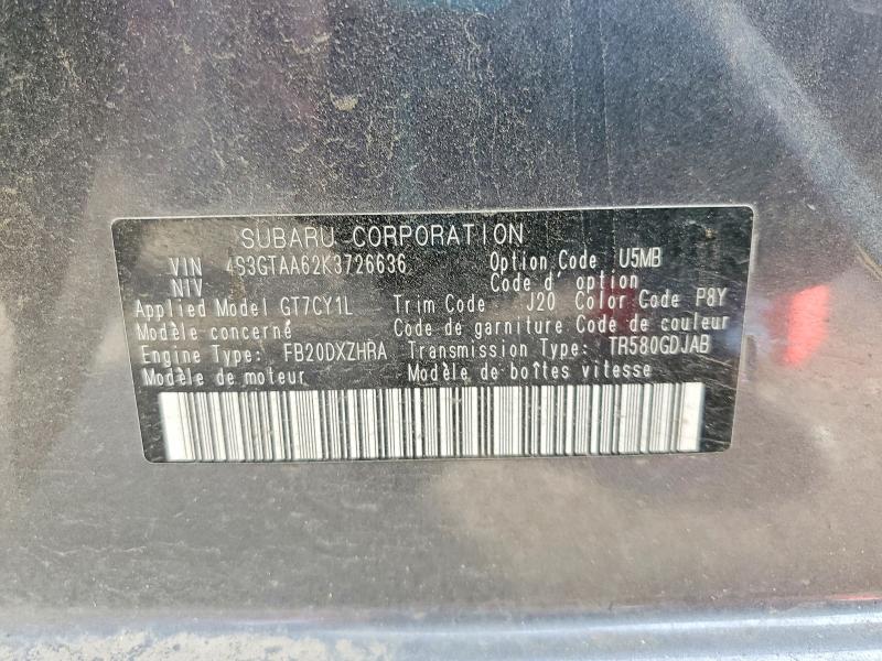 2019 Subaru Impreza მანქანა იყიდება აუქციონზე, vin: 4S3GTAA62K3726636, აუქციონის ნომერი: 48916996