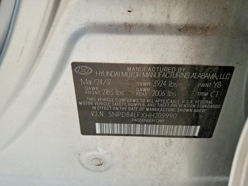 48978626 :رقم المزاد ، 5NPD84LFXHH209990 vin ، 2017 Hyundai Elantra مزاد بيع