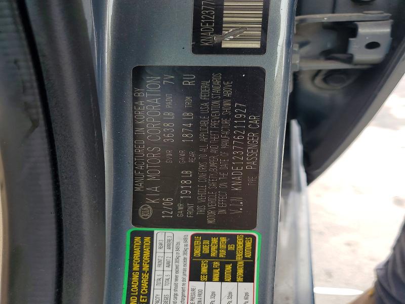 49394456 :رقم المزاد ، KNADE123776211927 vin ، 2007 Kia Rio مزاد بيع