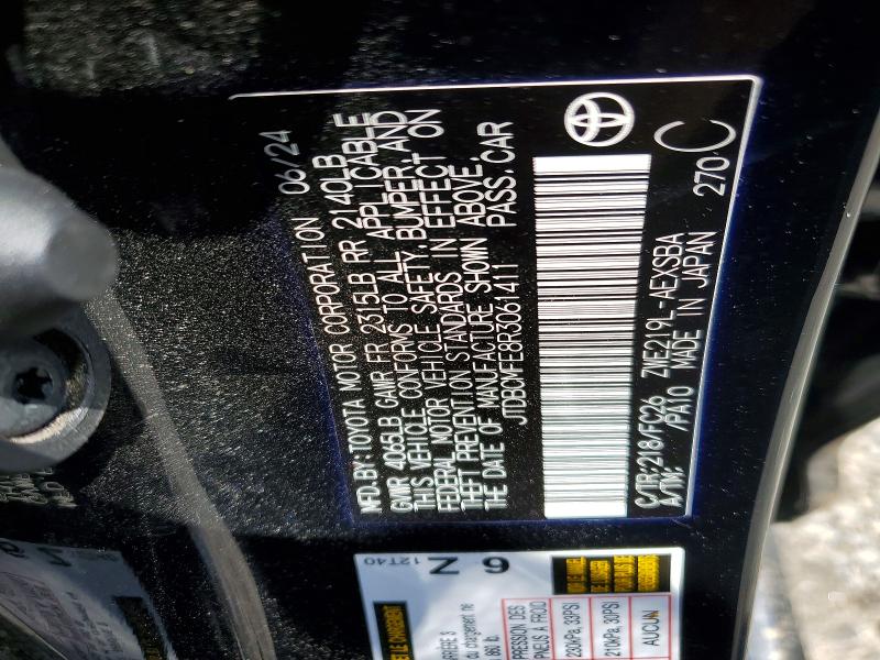 Продажа на аукционе авто 2024 Toyota Corolla Hybrid, vin: JTDBCMFE8R3061411, номер лота: 51824896