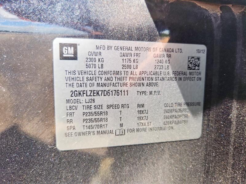 Aukcja sprzedaży 2013 Gmc Terrain, vin: 2GKFLZEK7D6176111, numer aukcji: 49769806