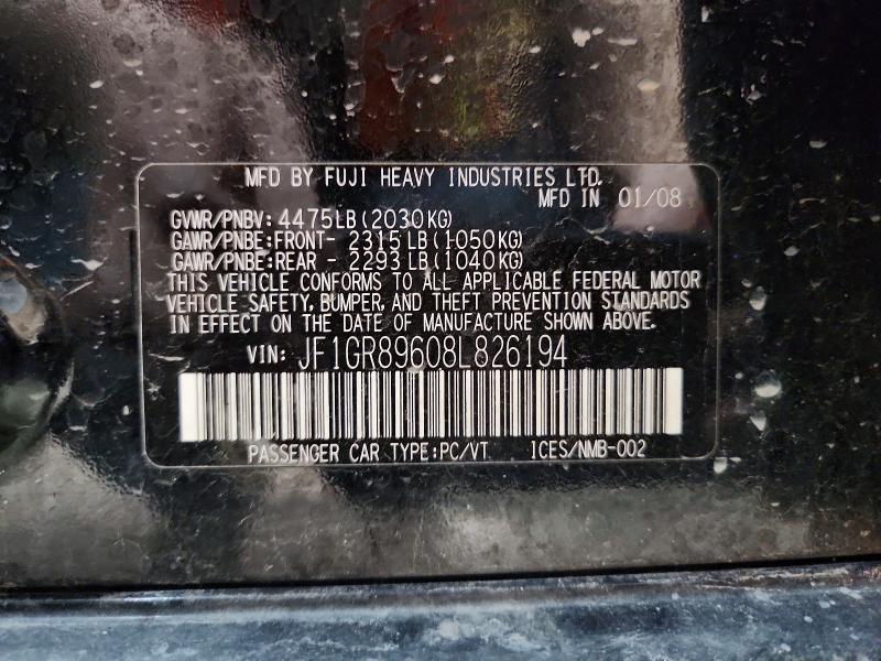 Продажа на аукционе авто 2008 Subaru Impreza, vin: JF1GR89608L826194, номер лота: 50600566