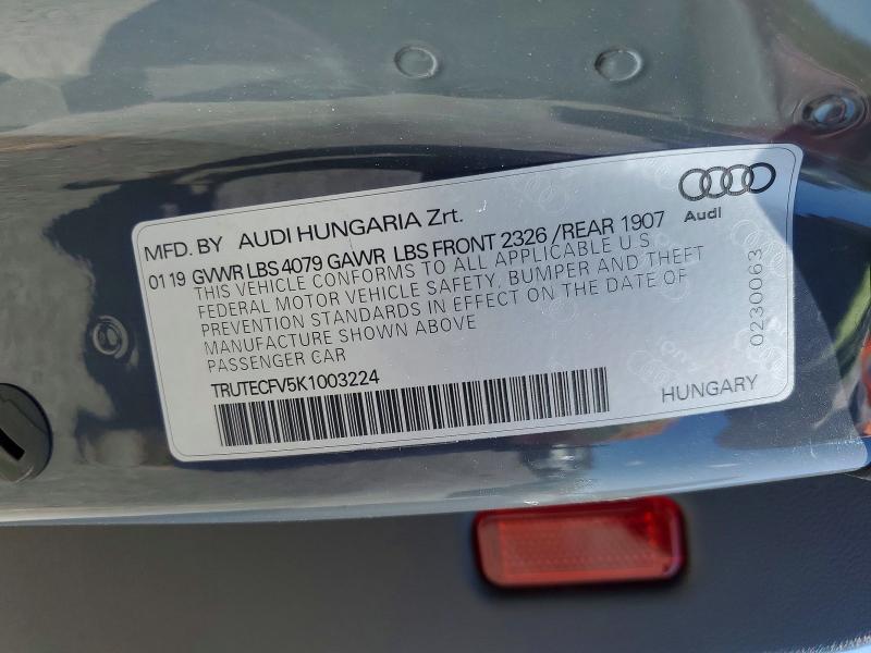 48074316 :رقم المزاد ، TRUTECFV5K1003224 vin ، 2019 Audi Tt مزاد بيع