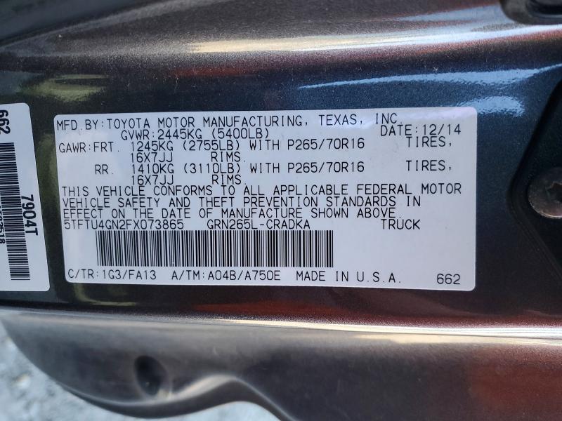 2015 Toyota Tacoma მანქანა იყიდება აუქციონზე, vin: 5TFTU4GN2FX073865, აუქციონის ნომერი: 48851146