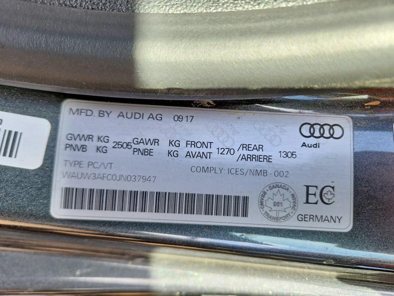 2018 Audi A7 მანქანა იყიდება აუქციონზე, vin: WAUW3AFC0JN037947, აუქციონის ნომერი: 50357116