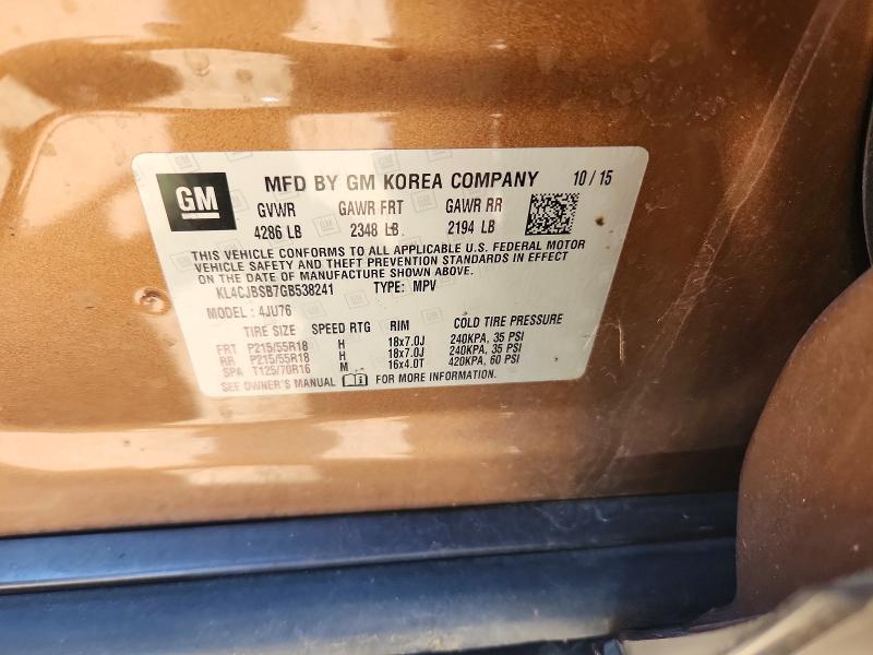 Продажа на аукционе авто 2016 Buick Encore, vin: KL4CJBSB7GB538241, номер лота: 49273276
