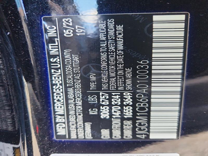 50040166 :رقم المزاد ، 4JGGM1CB6PA010036 vin ، 2023 Mercedes-benz Eqe Suv مزاد بيع