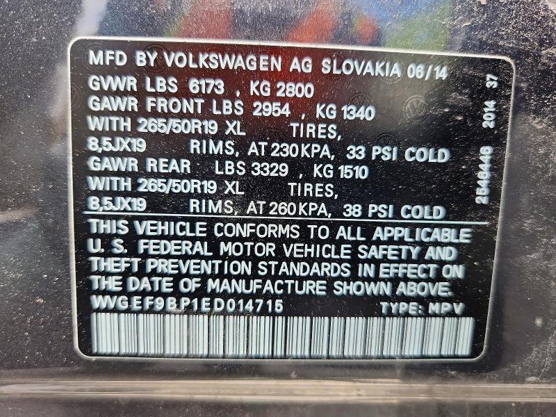 Aukcja sprzedaży 2014 Volkswagen Touareg, vin: WVGEF9BP1ED014715, numer aukcji: 51694766