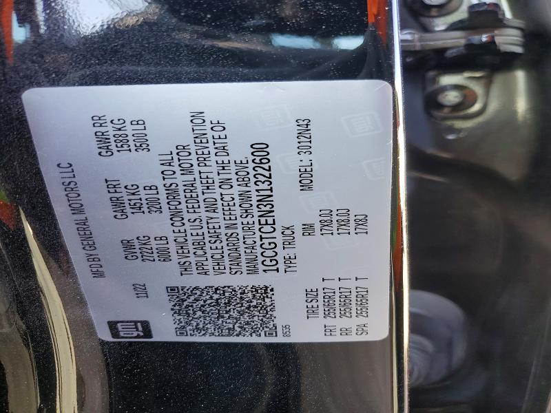 2022 Chevrolet Colorado მანქანა იყიდება აუქციონზე, vin: 1GCGTCEN3N1322600, აუქციონის ნომერი: 49293746