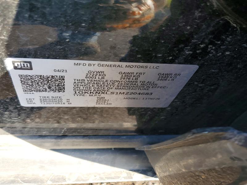 48472946 :رقم المزاد ، 1GKKNXLS1MZ204683 vin ، 2021 Gmc Acadia مزاد بيع