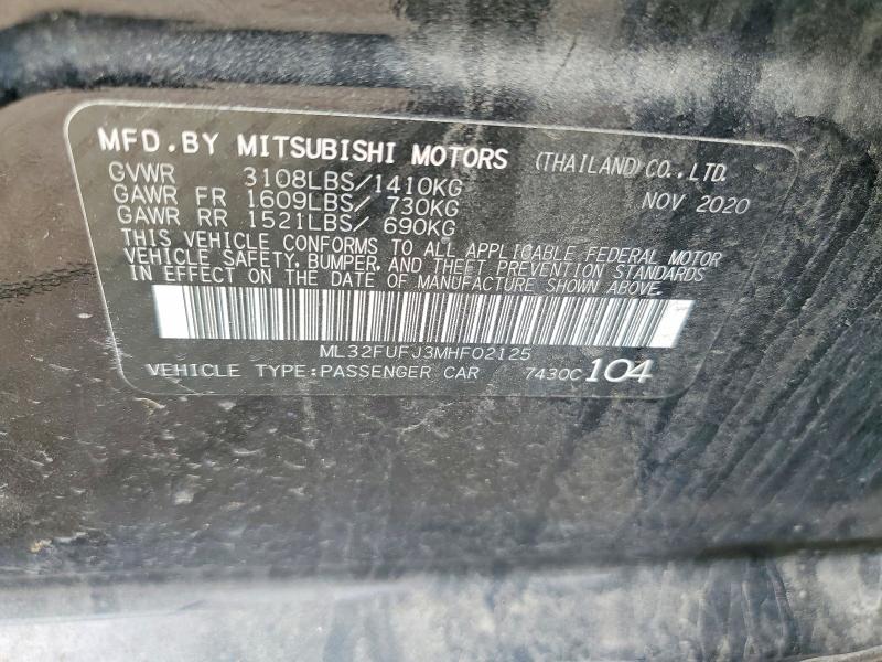Aukcja sprzedaży 2021 Mitsubishi Mirage, vin: ML32FUFJ3MHF02125, numer aukcji: 49897536