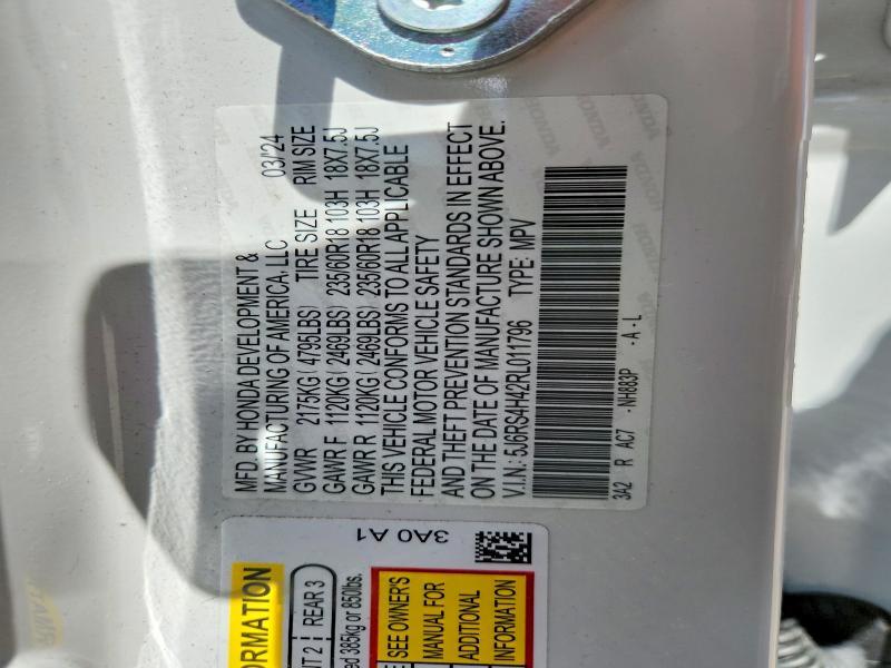 51734786 :رقم المزاد ، 5J6RS4H42RL011796 vin ، 2024 Honda Cr-v مزاد بيع