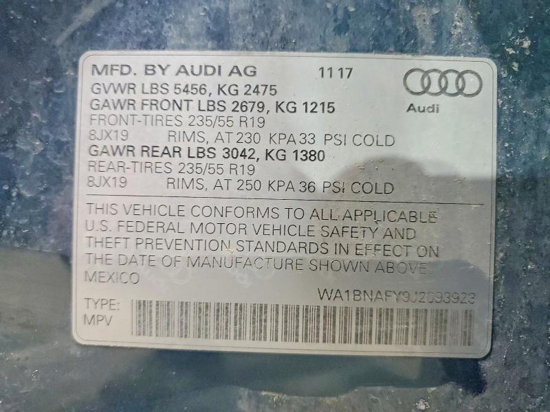 Aukcja sprzedaży 2018 Audi Q5, vin: WA1BNAFY9J2093923, numer aukcji: 49505566