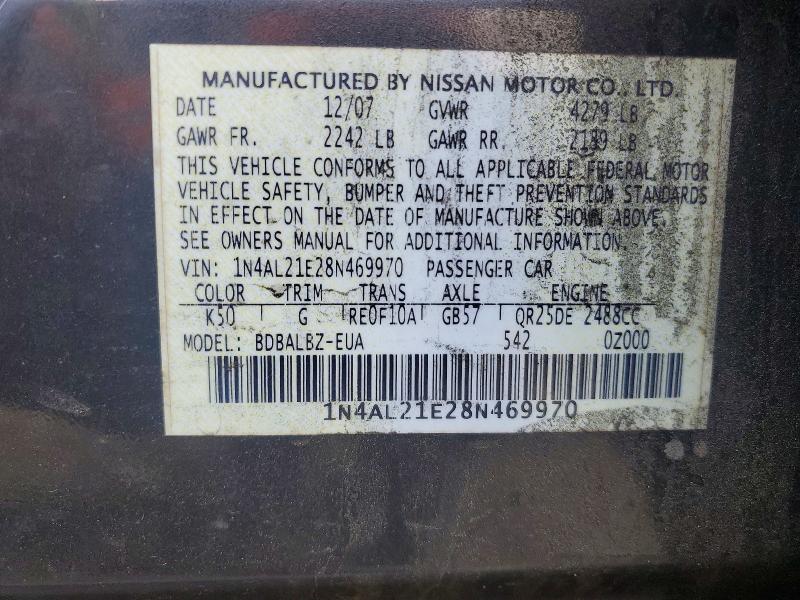Продаж на аукціоні авто 2008 Nissan Altima, vin: 1N4AL21E28N469970, номер лоту: 48071026