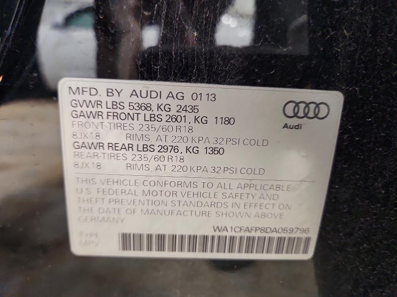 50723406 :رقم المزاد ، WA1CFAFP8DA059796 vin ، 2013 Audi Q5 مزاد بيع