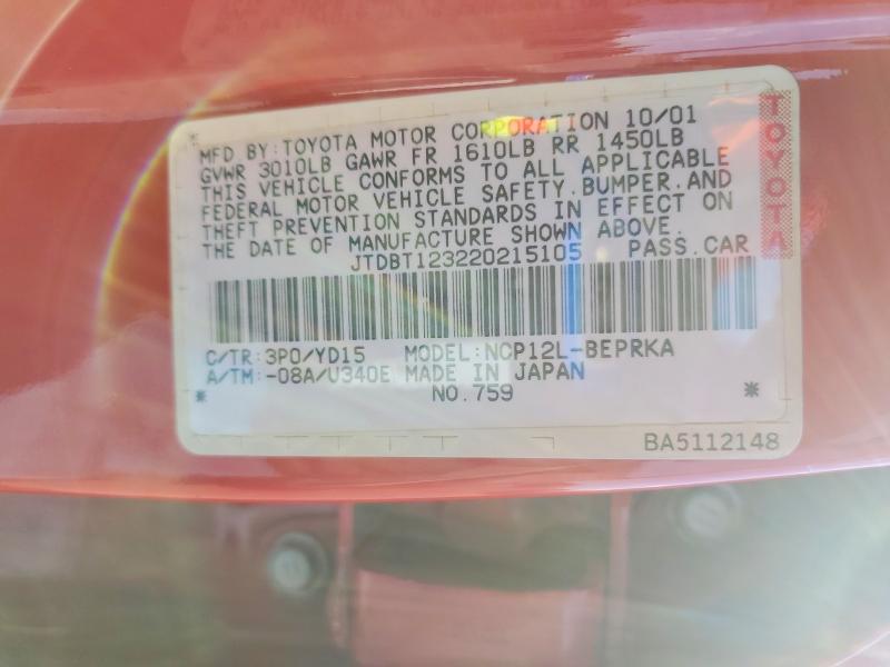 Продаж на аукціоні авто 2002 Toyota Echo, vin: JTDBT123220215105, номер лоту: 48482216