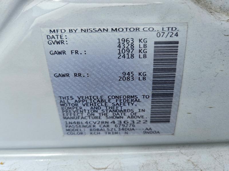 Продажа на аукционе авто 2024 Nissan Altima, vin: 1N4BL4CV2RN436322, номер лота: 50151156