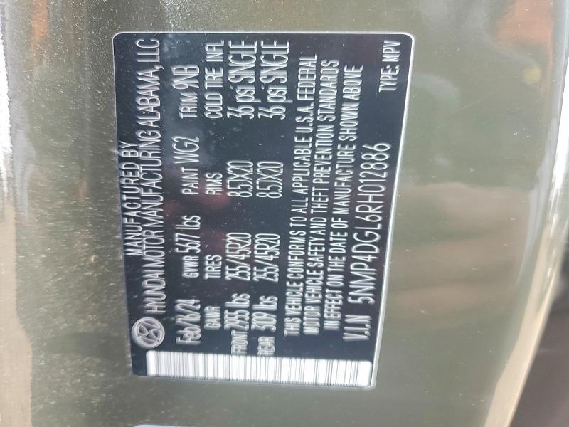 51058436 :رقم المزاد ، 5NMP4DGL6RH012886 vin ، 2024 Hyundai Santa Fe مزاد بيع