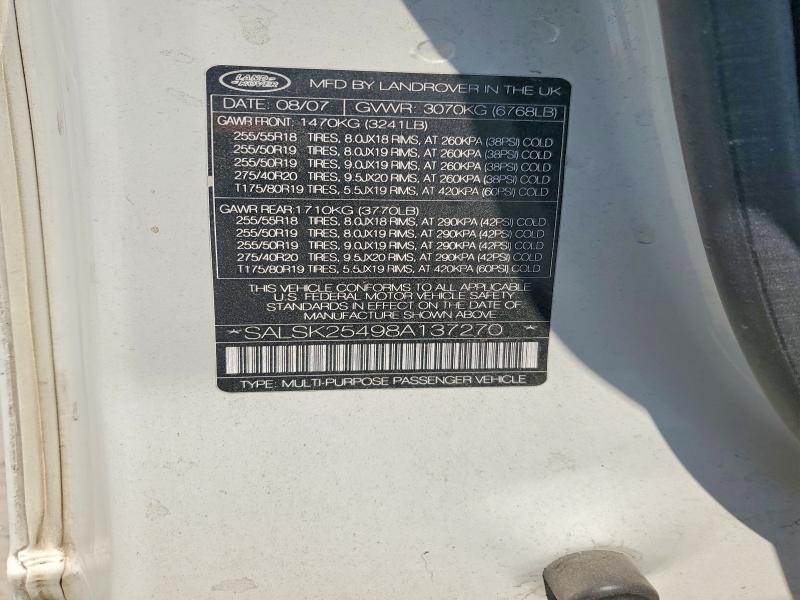 Продажа на аукционе авто 2008 Land Rover Range Rover Sport, vin: SALSK25498A137270, номер лота: 51001866