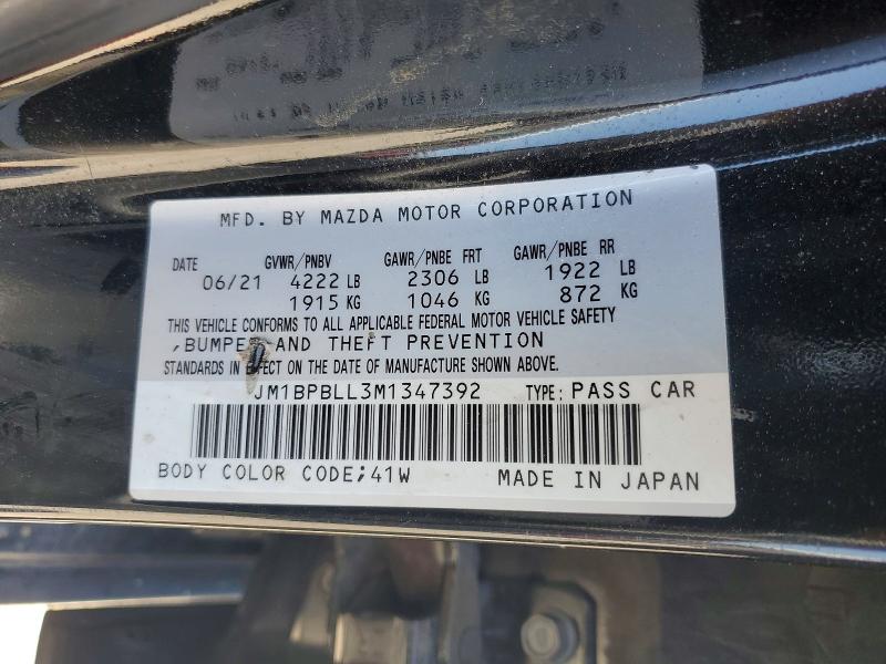 Aukcja sprzedaży 2021 Mazda 3, vin: JM1BPBLL3M1347392, numer aukcji: 50192096