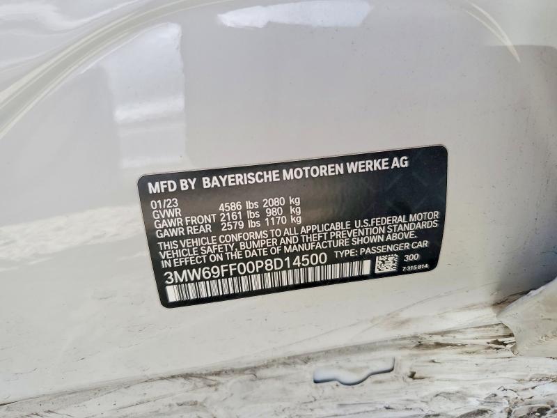 2023 Bmw 330i მანქანა იყიდება აუქციონზე, vin: 3MW69FF00P8D14500, აუქციონის ნომერი: 51279986