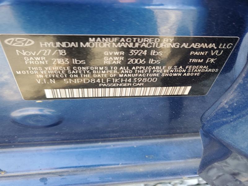 Продажа на аукционе авто 2019 Hyundai Elantra, vin: 5NPD84LF1KH439800, номер лота: 48581566