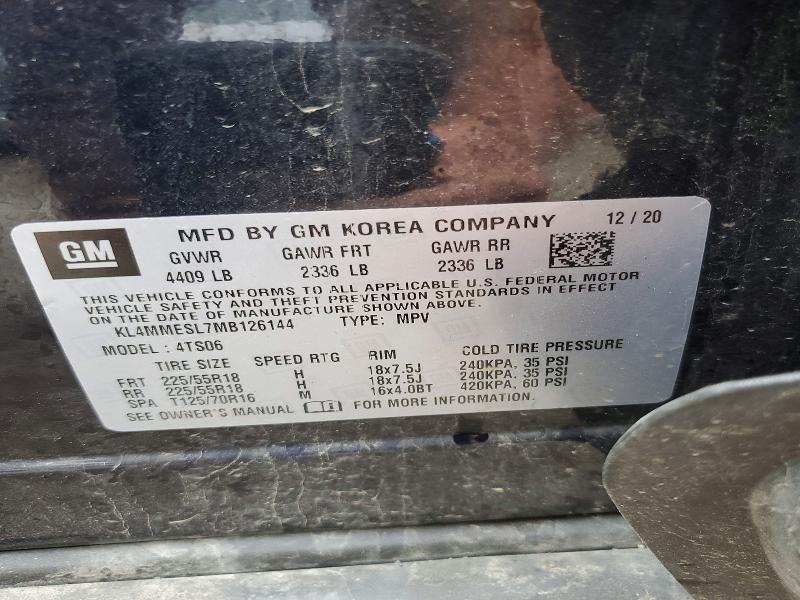 51709246 :رقم المزاد ، KL4MMESL7MB126144 vin ، 2021 Buick Encore Gx مزاد بيع