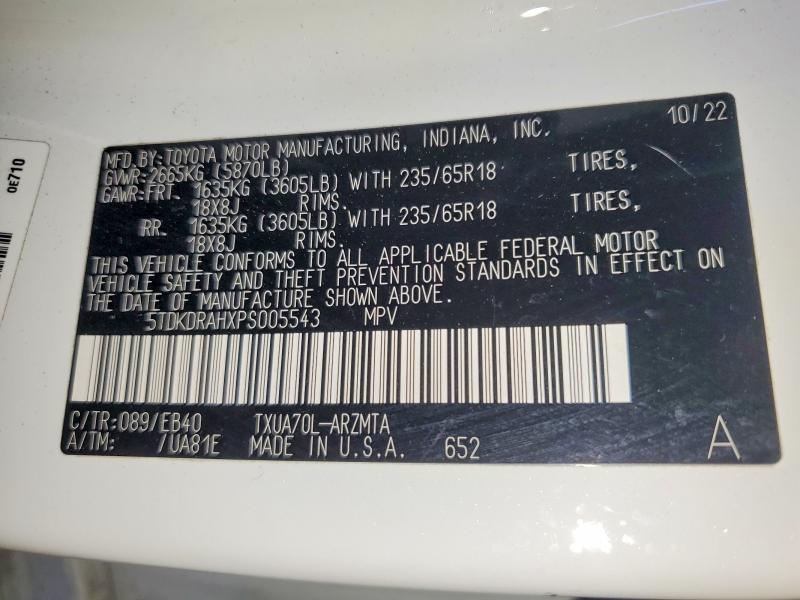 Auction sale of the 2023 Toyota Highlander, vin: 5TDKDRAHXPS005543, lot number: 48739206