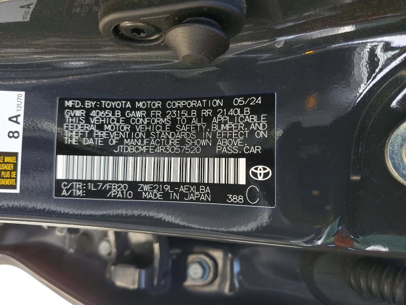 Aukcja sprzedaży 2024 Toyota Corolla Hybrid, vin: JTDBCMFE4R3057520, numer aukcji: 48524036