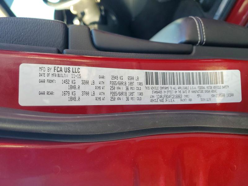 50127046 :رقم المزاد ، 1C4RJFBG4FC216863 vin ، 2015 Jeep Grand Cherokee مزاد بيع