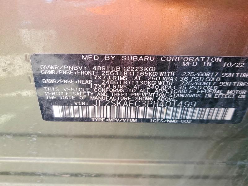 Aukcja sprzedaży 2023 Subaru Forester, vin: JF2SKAEC3PH401499, numer aukcji: 50848096