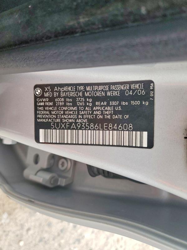 Продажа на аукционе авто 2006 Bmw X5, vin: 5UXFA93586LE84608, номер лота: 49941056